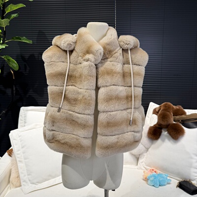 进口雷克斯獭兔毛马甲外套女