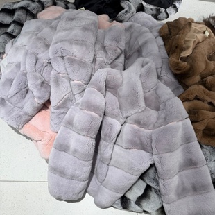 立领高端雷克斯獭兔皮草外套女2025美拉德风兔毛毛大衣