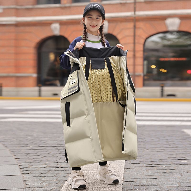 正品亲子儿童黑金过膝加厚羽绒服