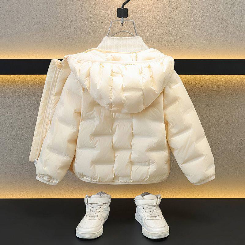 正品亲子儿童黑色羽绒服2025新款冬装男童白鸭绒面包服女童轻薄短