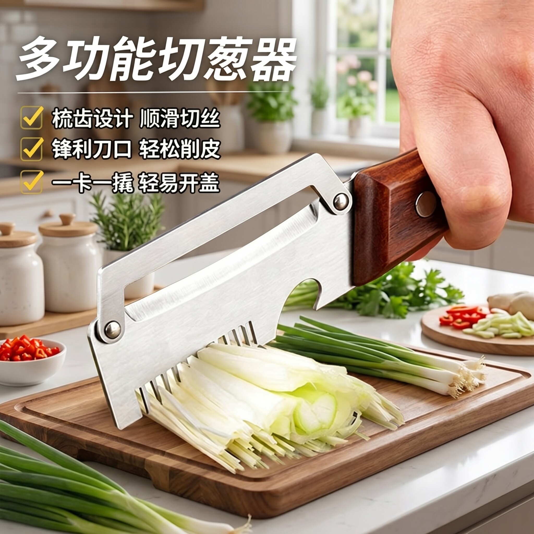 多功能省力二合一切葱开瓶器