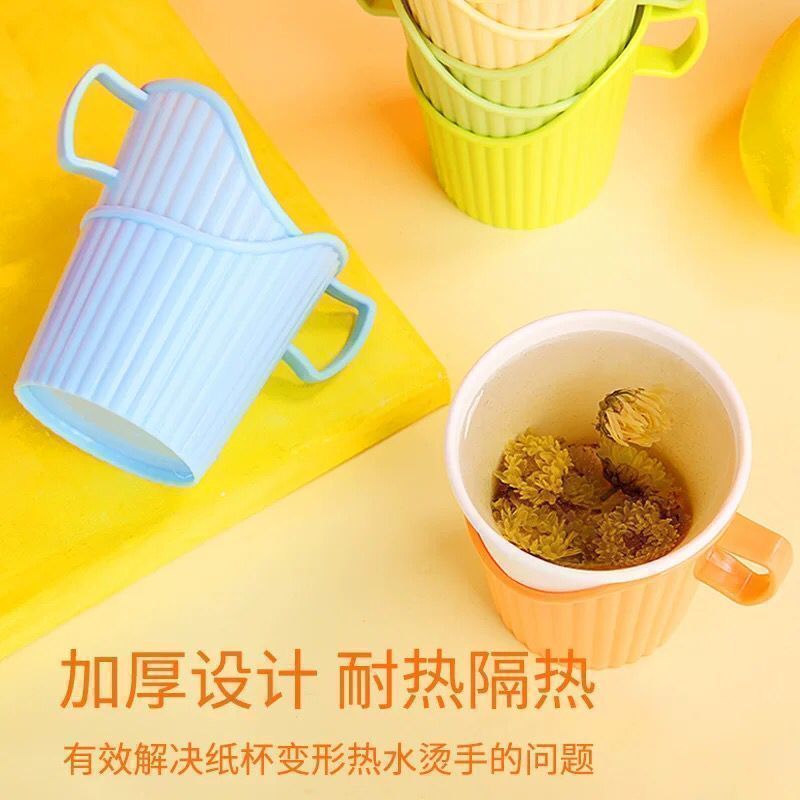 加厚一次性纸杯子杯托加硬塑料茶托杯架隔热托条纹水杯座通用好物