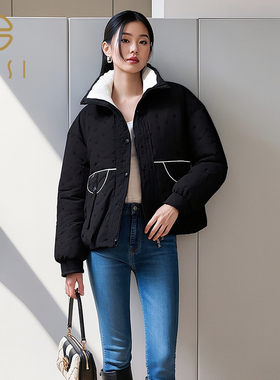百丝/BCVOGA时尚韩版双门襟羽绒服2025冬季新品气质保暖外套女