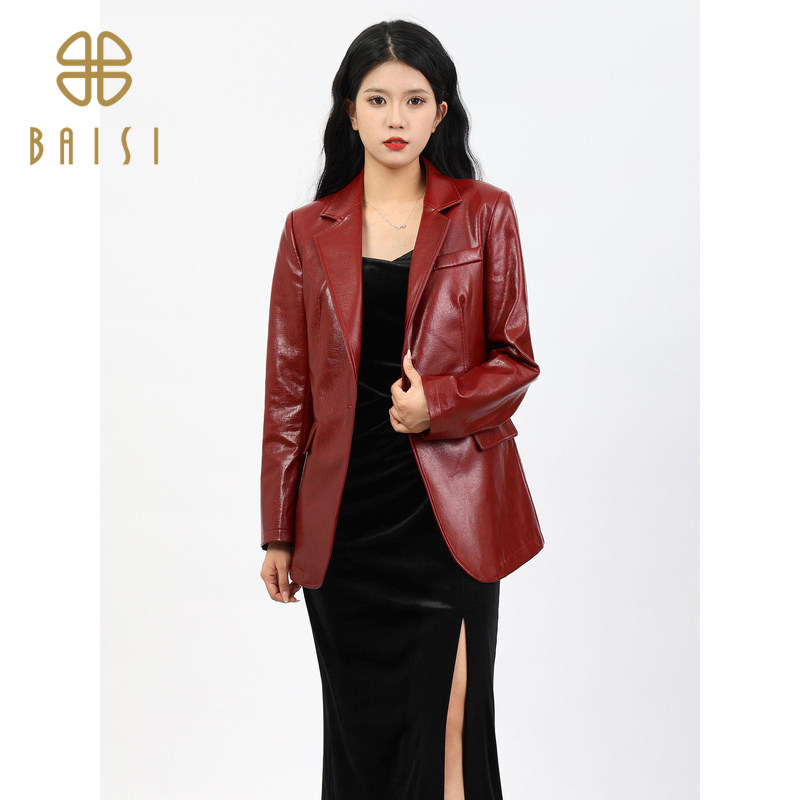 百丝BCVOGA干练简约中性外套2024秋季新品修身帅气长袖西装女