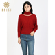 舒适简约减龄长袖 百丝新年慵懒风针织上衣2024冬季 新品 红色毛衣女