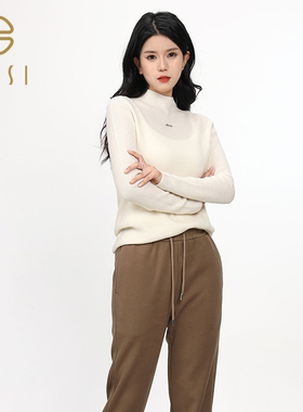 百丝BCVOGA修身显瘦气质上衣2024冬季半高领羊毛针织内搭打底衫女