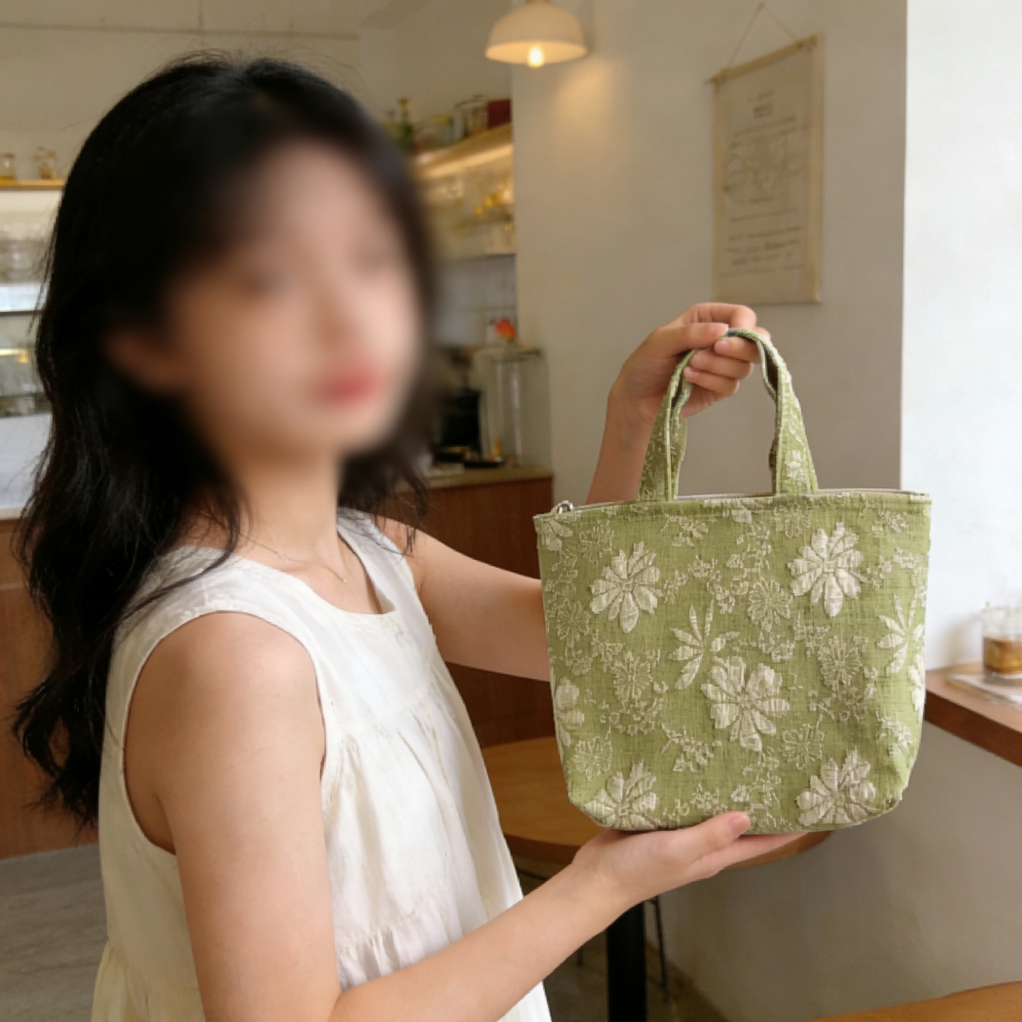 2026春季新款色织提花女包小手拎包提花遛弯包上班通勤妈咪包包女