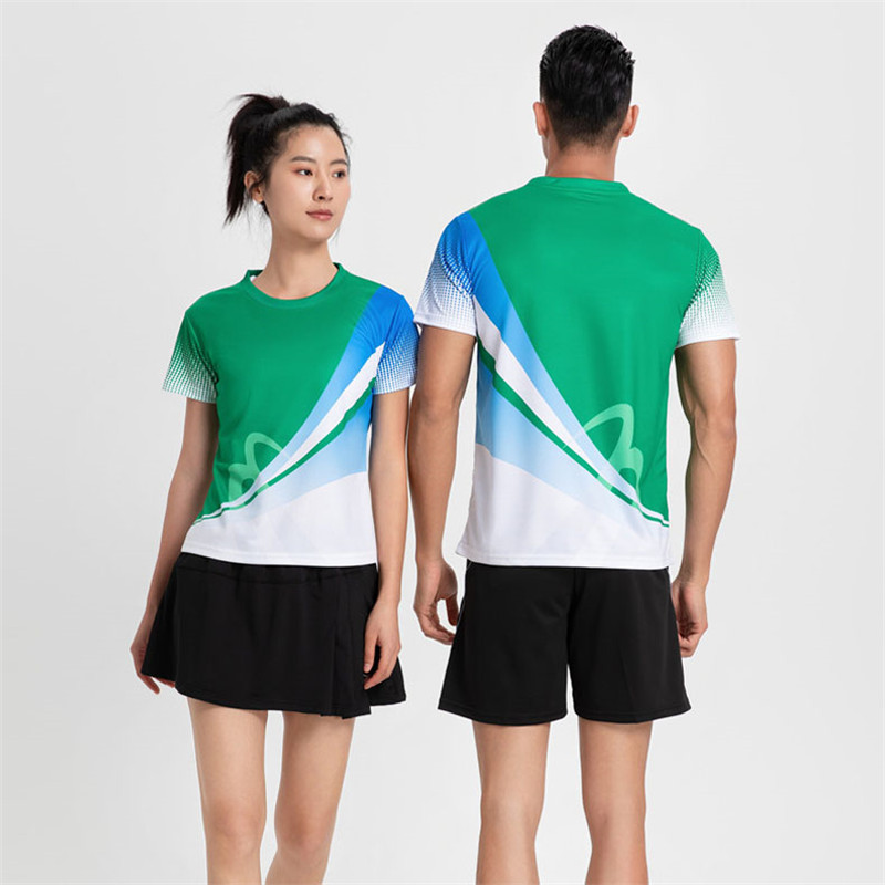 新品2023新款圆领男女运动羽毛球服套装短袖T恤乒乓球衣裤裙速干