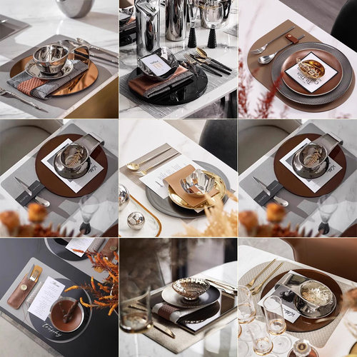 样板房软装西餐盘摆台餐桌创意摆件样板间餐厅装饰摆设轻奢装饰盘