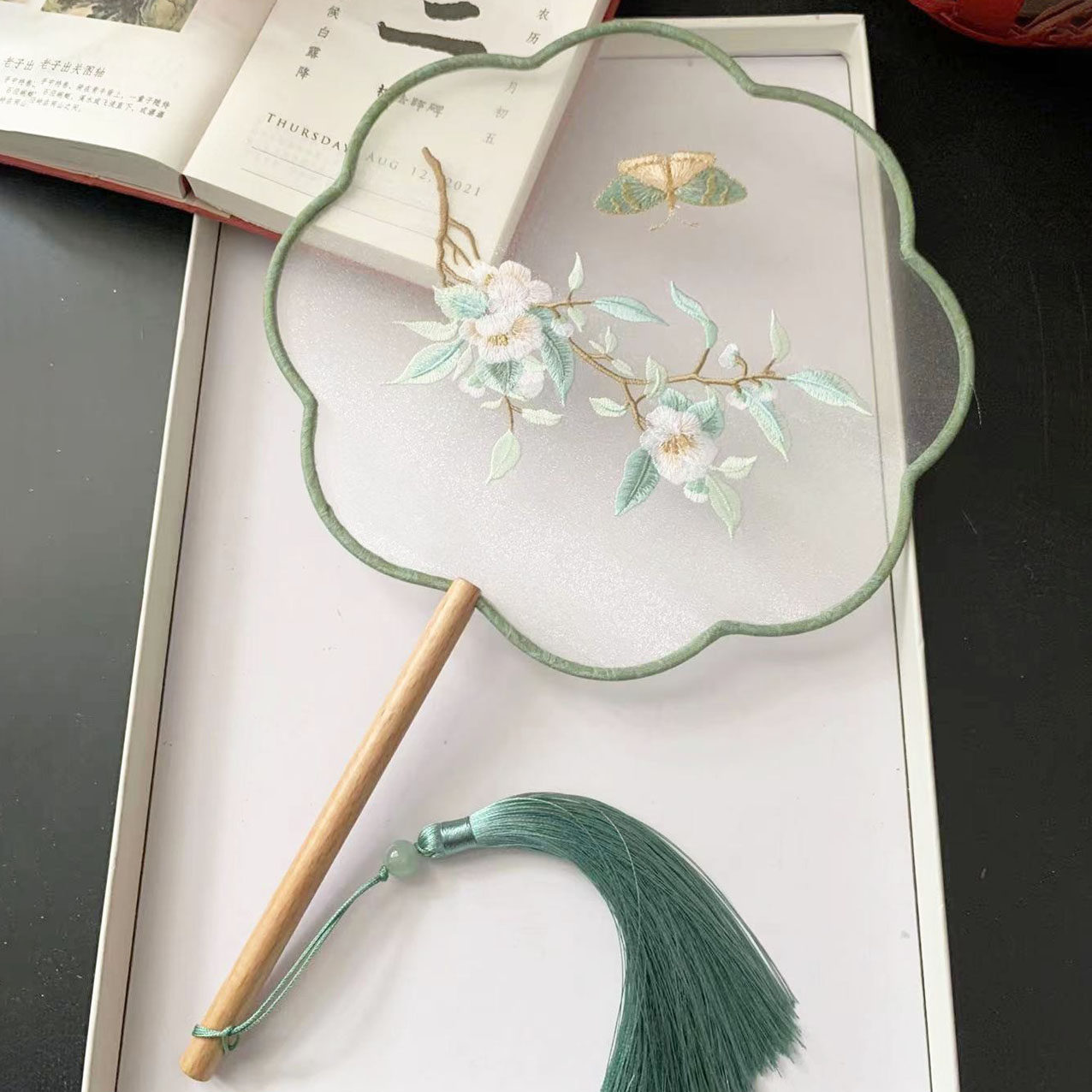 古典团扇舞扇蹈专舞用小女孩古风姐妹团r45782扇夏季刺子绣团扇表