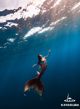 KAYASUBA霞澜红系列烫金美人鱼鱼尾潜水海洋馆拍摄泳衣套装