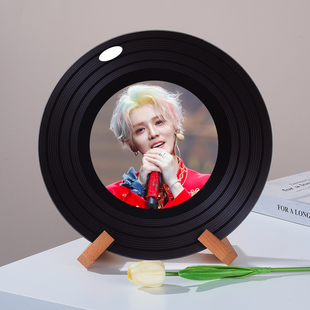 鹿晗可定制高档黑胶唱片摆件杂志架电视格子桌面摆件创意生日礼物