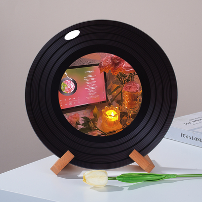 鲜花黑胶唱片摆件杂志架电视柜格子鲜花店咖啡馆装饰摆件生日礼物