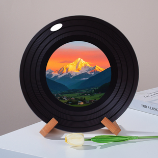 金山日照绝美玻璃黑胶唱片摆件杂志架电视柜酒柜格子装饰摆件礼物