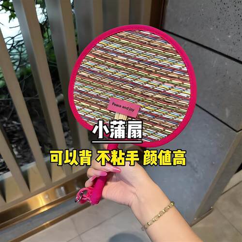 可以斜跨的小蒲扇！夏日多巴胺手摇扇子手工编织麦秆扇便携耐用