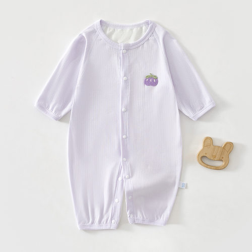 品牌清仓撤柜婴幼儿薄款连体衣长袖新生宝宝百搭后背网眼透气爬服