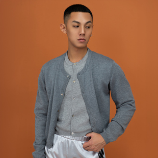 男女miu系双层毛衣毛衫 开衫 外套复古叠穿 针织衫 CLP灰黑假两件长袖