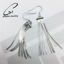 韩国风时尚耳挂925纯银精美流行首饰品  欧美长款小流苏耳环