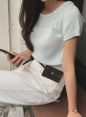 麂皮纹方形腰包韩国ins便携钥匙包零钱包女高级感复古秋冬百搭女