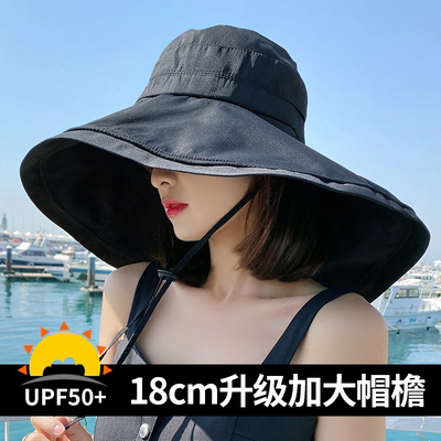 黑胶防晒遮阳帽子女夏天遮脸大檐