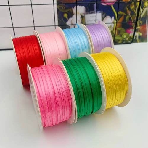 3mm细丝带双面涤纶带编发饰头饰装饰书签彩带手工diy材料加密绸带