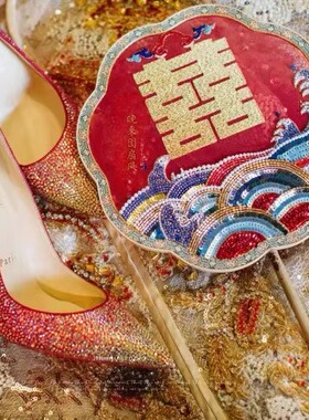 团扇新娘结婚diy材料包秀禾刺绣汉服定制婚礼中式原创古风手工扇