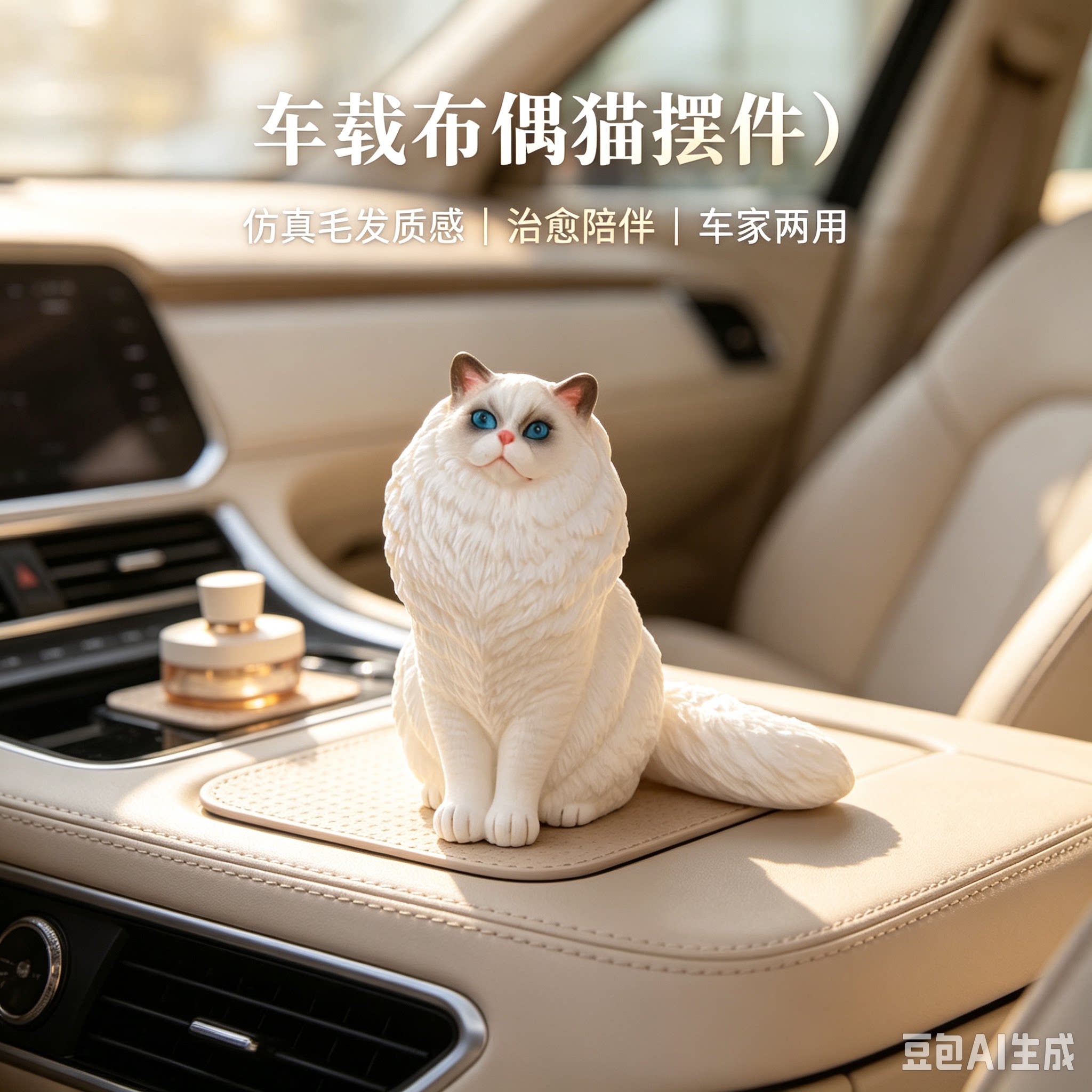 儿童仿真车载塑胶实心波斯猫玩具小猫咪猫布偶猫男女孩礼物模型