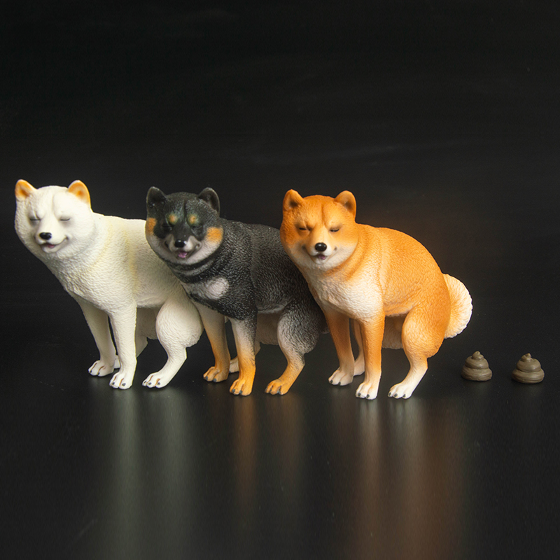 仿真动物周边车饰手办柴犬拉屎模型车载小狗汽车载摆件桌面装饰品