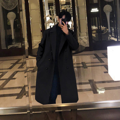 秋冬毛呢大衣英伦男士中长款加厚呢子氛围高级感男款风衣外套韩版