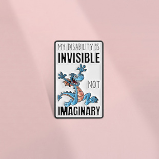 我的残疾是隐形的并非虚构 趣味可爱蓝色恐龙卡通胸针背包配饰