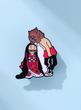 鬼灭之刃灶门祢豆子胸针可爱日系金属徽章书包笔袋别针配饰品勋章