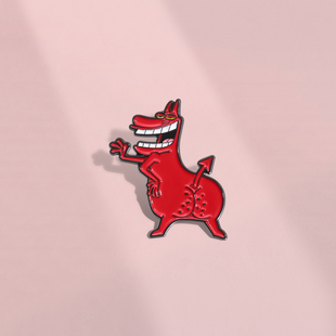 饰品徽章挂件 趣味卡通红色小恶魔胸针金属徽章背包衣服笔袋装