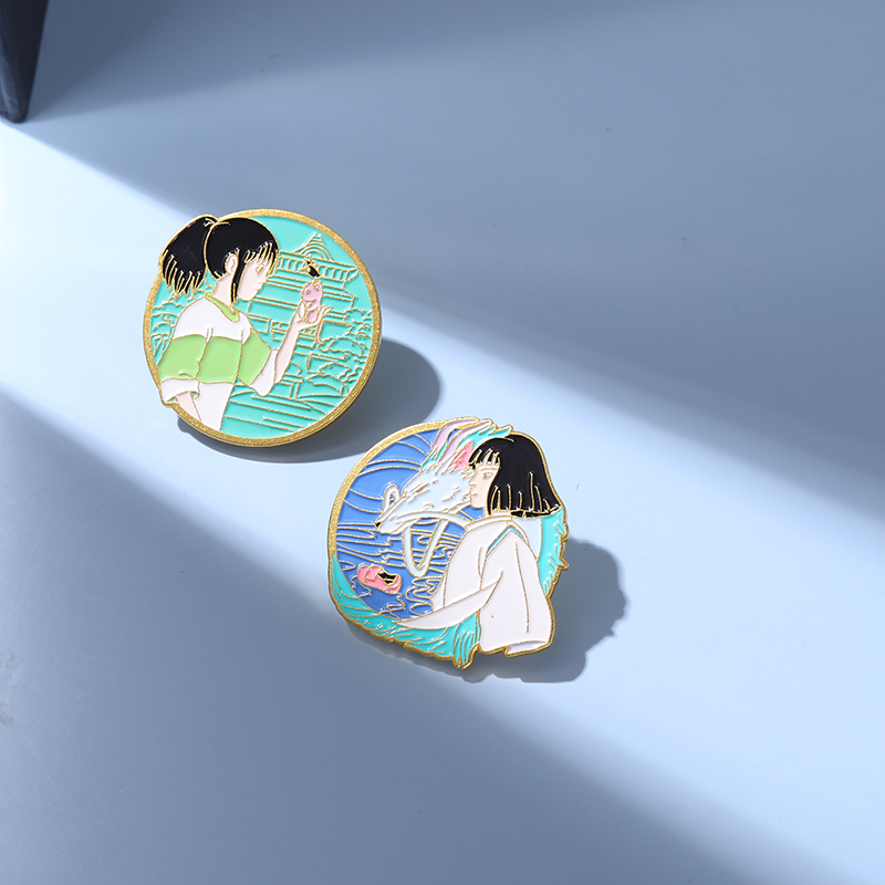 千与千寻宫崎骏动漫胸针可爱卡通金属徽章小千小白龙情侣纪念徽章