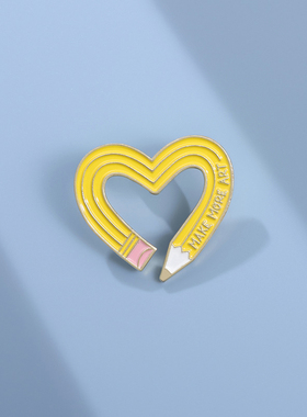 黄色铅笔爱心胸针搞怪可爱装饰品金属徽章衣服包包别针配饰勋章