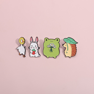 青蛙兔子可爱卡通动物胸针扣针包包衣服配饰百搭别针金属徽章装饰