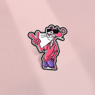 可爱卡通有趣粉红豹子动物胸针别针衣服背包时尚潮流装饰配饰