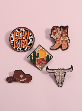 牛仔女孩胸针别针扣饰品衣服包包装饰品背包配件金属徽章勋章挂件