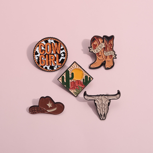 牛仔女孩胸针别针扣饰品衣服包包装饰品背包配件金属徽章勋章挂件