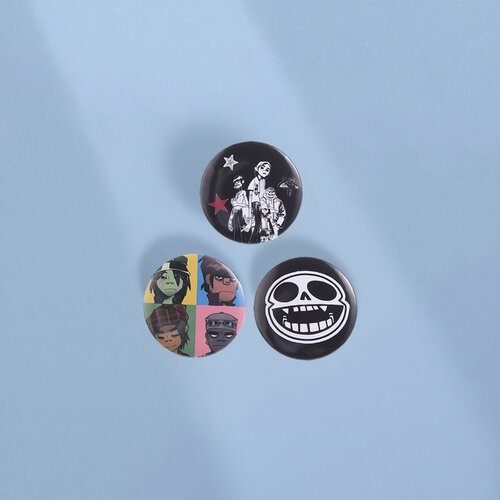 街头霸王乐队徽章套组 Gorillaz 四格头像骷髅笑脸别针摇滚迷配饰