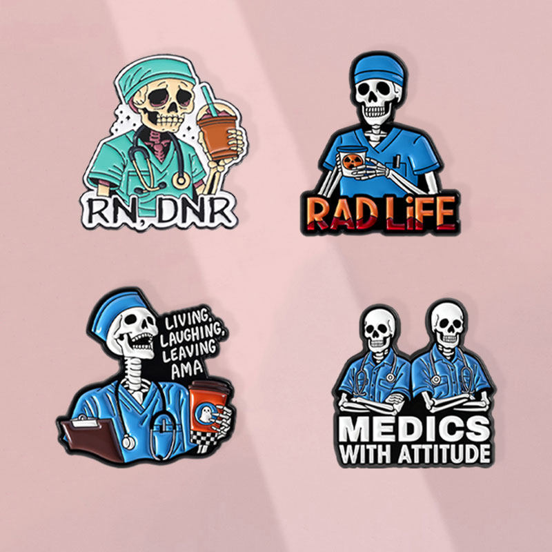 朋克风骷髅医护系列医疗风格胸针男女医护人员衣包配饰礼物勋章