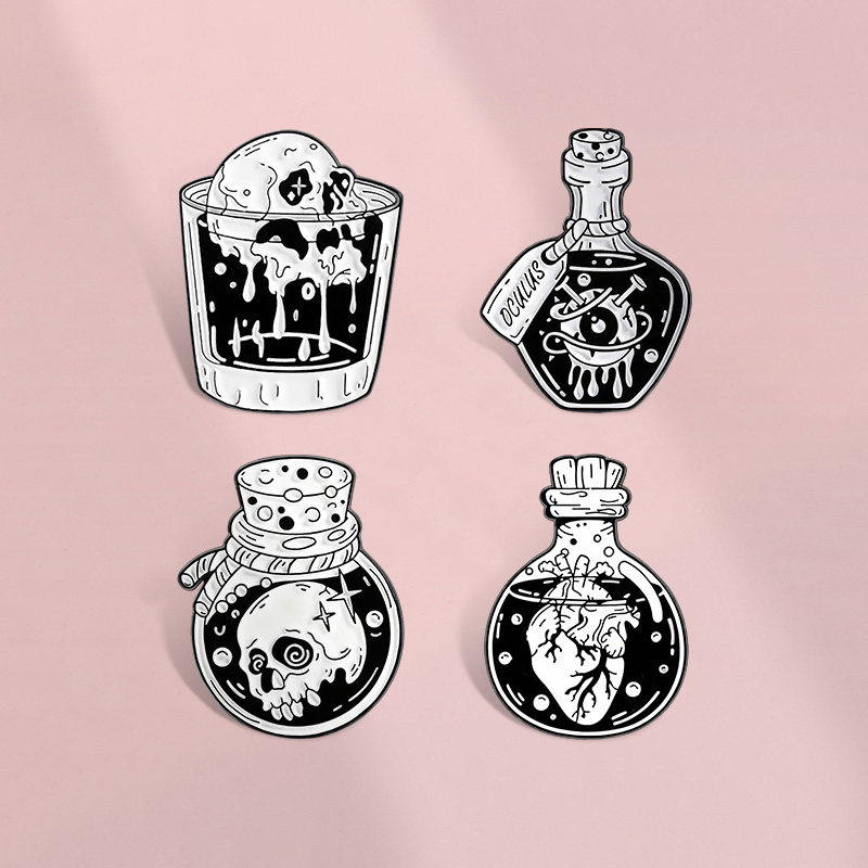 哥特朋克骷髅胸针卡通暗黑风金属徽章男女衣服包包个性别针配饰