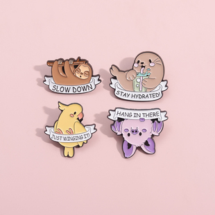 海豹蝙蝠鹦鹉树懒动物卡通金属胸针in潮徽章男女学生礼物配饰挂件