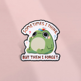 有时我会这样想但后来我忘了可爱疑惑青蛙胸针扣针背包配饰勋章