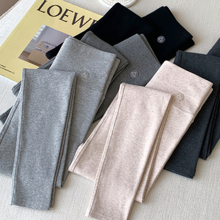 收腹灰色外穿保暖裤 高腰打底裤 羊羔绒紧身秋裤 棉裤 女秋冬2025新款