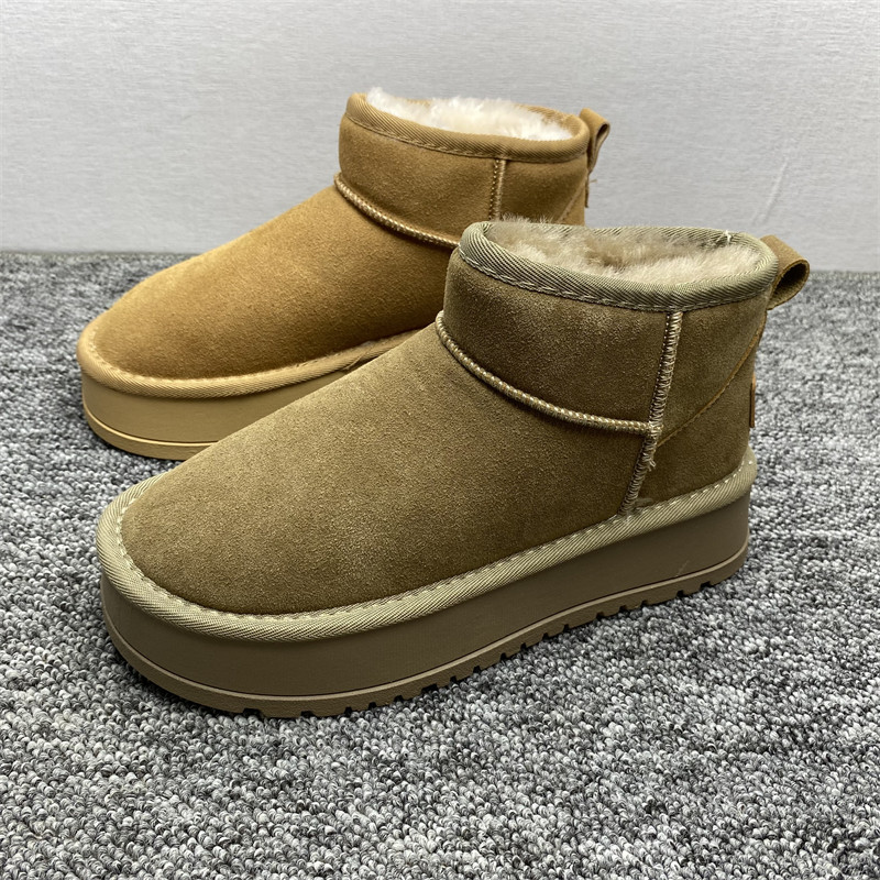 清仓处理羊毛口真皮雪地靴女冬季加绒保暖棉鞋厚底短筒面包鞋棉靴,女鞋,时尚雪地靴,淘宝优惠券,粉丝福利购,淘宝优惠卷