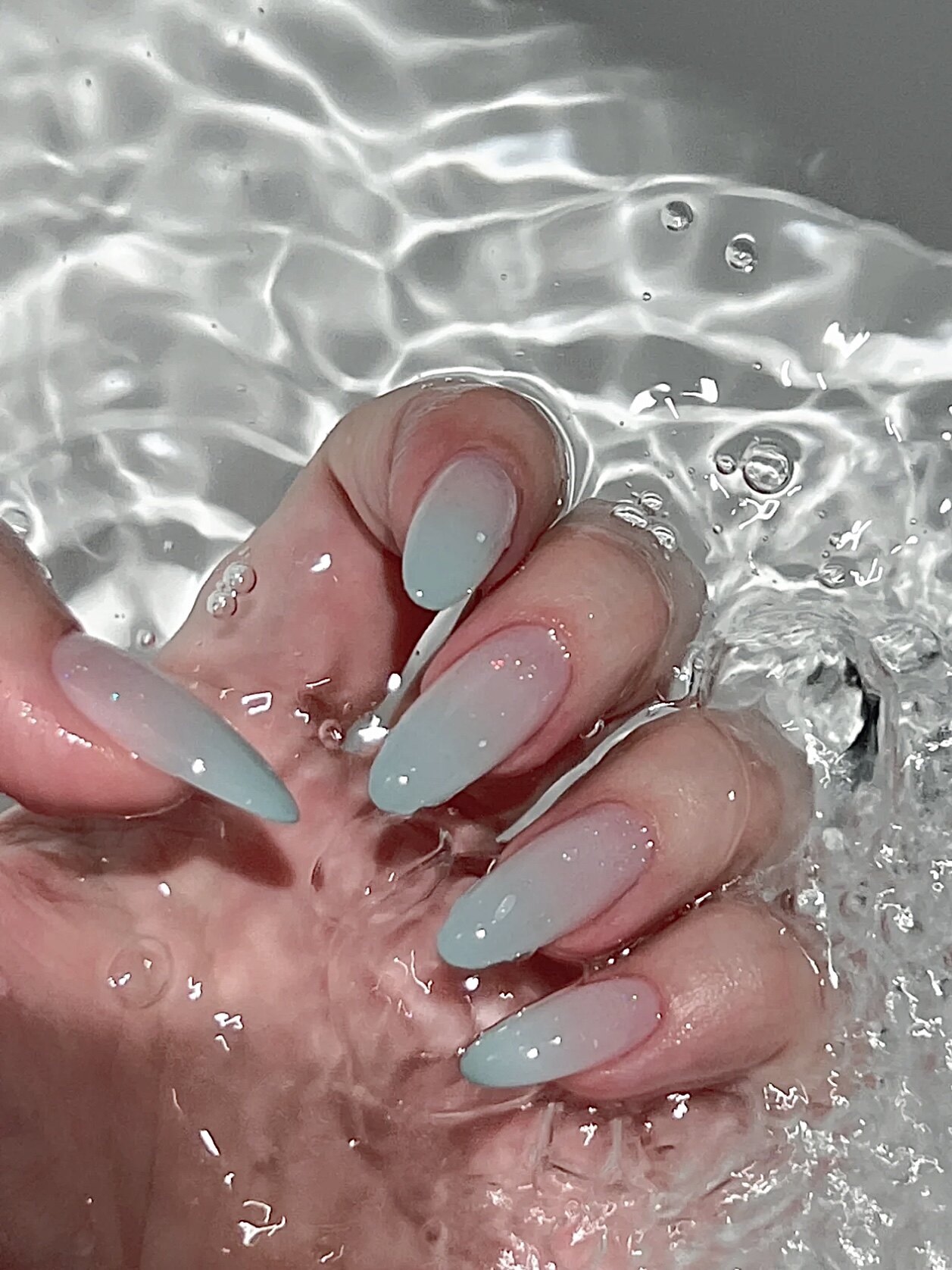 as nali薄荷绿渐变穿戴甲小红书同款温柔高级感纯欲风美甲纯手工