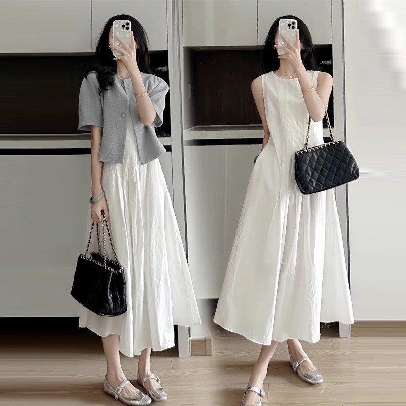 大码女装小香风套装女夏季胖mm显瘦外套气质白色背心连衣裙两件套,女装/女士精品,时尚套装,淘宝优惠券,粉丝福利购,淘宝优惠卷