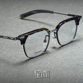 复古方形眼镜框男款 纯钛大脸板材眉线近视可配防蓝光防滑舒适镜架