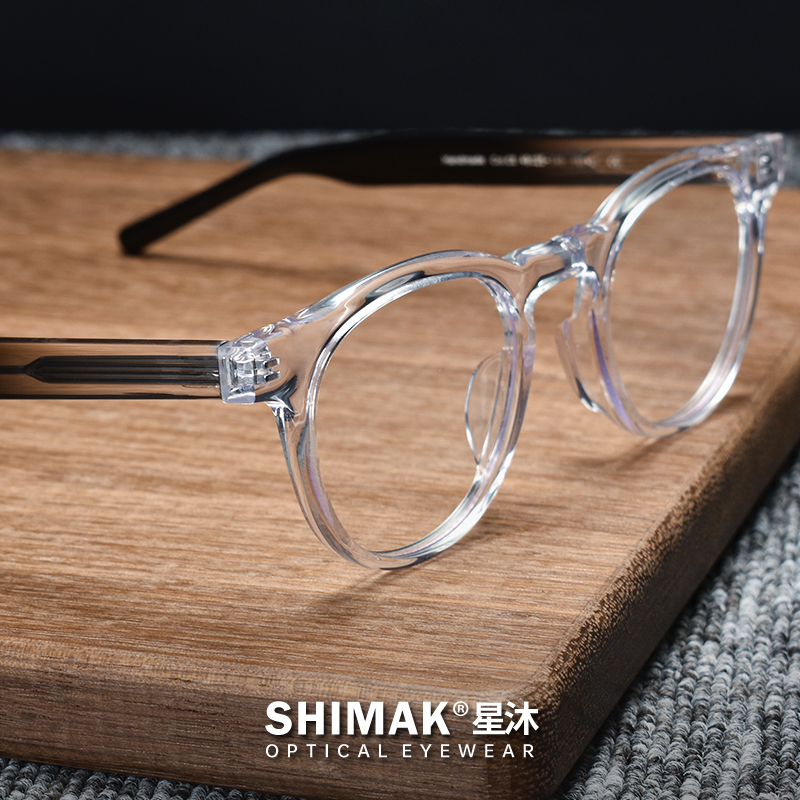 复古板材圆形眼镜框男款近视美式手工透明小框艺术家小众可配变色
