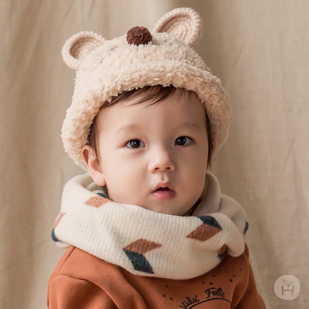 韩国进口婴儿童围脖秋冬季新款时尚拉绒男女宝宝保暖亲子围巾脖套